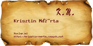 Krisztin Márta névjegykártya